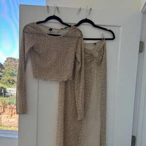 Kendall & Kylie Sheer Tan Leopard-Print Two-Piece Swim Coverup (M)